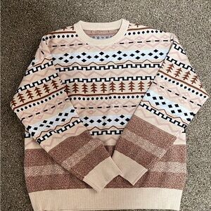 Patterned Beige and Brown Sweater